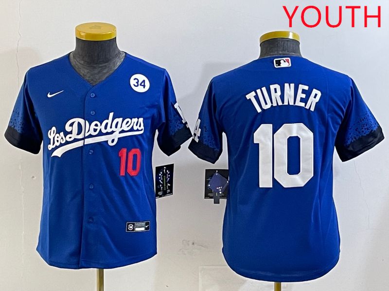 Youth Los Angeles Dodgers #10 Turner Blue City Edition 2025 Nike MLB Jersey style 6->youth mlb jersey->Youth Jersey